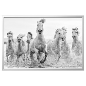 IKEA BJÖRKSTA picture and frame, horses at the water´s edge, 46 ½x30 ¾ in Aluminum Color, Ikea Outlet | 0215MDXVB