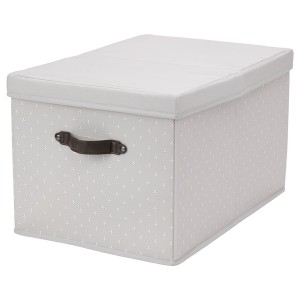IKEA BLÄDDRARE box with lid, gray/patterned, 13 ¾x19 ¾x11 ¾ in, Ikea Outlet | 3084OLQVE