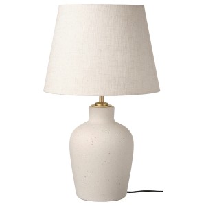 IKEA BLIDVÄDER table lamp with LED bulb, off-white ceramic/beige, 20 in, Ikea Outlet | 4291UPICH
