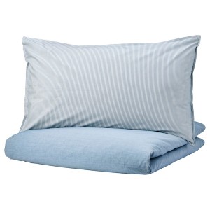 IKEA BLÅVINDA duvet cover and pillowcase(s), Twin Light Blue, Ikea Outlet | 2841DFECA