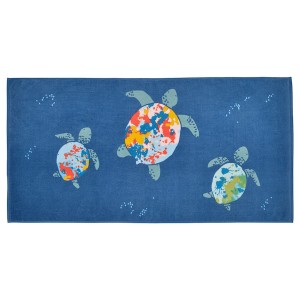 IKEA BLÅVINGAD bath towel, 28x55 in Turtle Pattern / Dark Blue, Ikea Outlet | 3471HMDQW