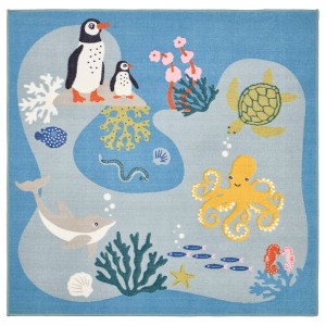 IKEA BLÅVINGAD rug, ocean animals pattern/multicolor, 4'4 inx4'4 in, Ikea Outlet | 2789JKORQ