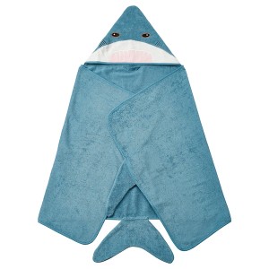IKEA BLÅVINGAD towel with hood, 28x55 in Shark Shaped / Blue / Gray, Ikea Outlet | 1932YOPQR
