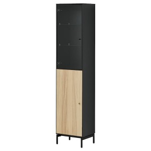 IKEA BOASTAD high cabinet, black/oak veneer, 16 1/4x12 5/8x72 7/8 in, Ikea Outlet | 7124NLHXM