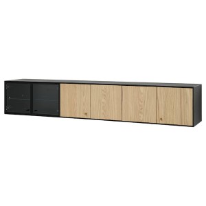 IKEA BOASTAD wall shelf, black/oak veneer, 71 3/8x12 5/8x12 1/2 in, Ikea Outlet | 2951PCTMF