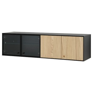 IKEA BOASTAD wall shelf, black/oak veneer, 47 3/4x12 5/8x12 1/2 in, Ikea Outlet | 0169ECPTX