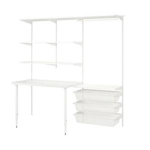 IKEA BOAXEL / LAGKAPTEN wardrobe combination with table top, white, 81 5/8x24 3/8x79 in, Ikea Outlet | 0483GPSRT