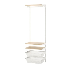 IKEA BOAXEL wardrobe combination, 24 3/8x15 3/4x79 in White / Oak, Ikea Outlet | 3845SXVHY