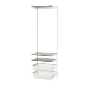 IKEA BOAXEL wardrobe combination, 24 3/8x15 3/4x79 in White / Gray, Ikea Outlet | 3145GSNVD