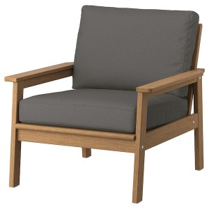 IKEA BONDHOLMEN armchair, outdoor, brown/Frösön/Duvholmen dark gray, Ikea Outlet | 7895ZDPQR