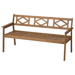 IKEA BONDHOLMEN bench with backrest, outdoor, brown, Ikea Outlet | 0719KBLGT