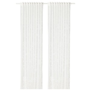 IKEA BORGHILD Sheer curtains, 1 pair, white, 57x98 in, Ikea Outlet | 1253KBHMG