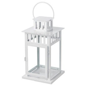 IKEA BORRBY Lantern for block candle, Length: 6 in White, Ikea Outlet | 8427WFBHC