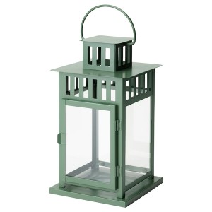 IKEA BORRBY lantern for pillar candle, in/out, green, 11 in, Ikea Outlet | 4756GSEWD