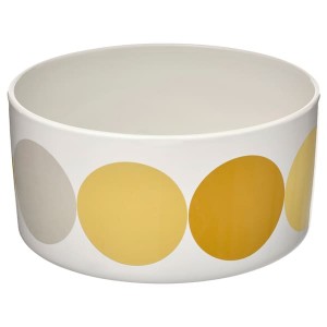 IKEA BRÖGGAN bowl, dot pattern white/yellow, 8 in, Ikea Outlet | 8210AQZGL