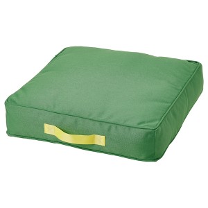 IKEA BRÖGGAN floor cushion, indoor/outdoor green, 18x18 in, Ikea Outlet | 5863VNQZJ