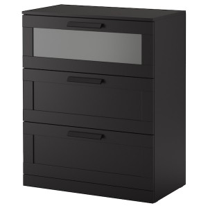 IKEA BRIMNES 3-drawer chest, 30 3/4x37 3/8 in Black, Ikea Outlet | 3985HPORS