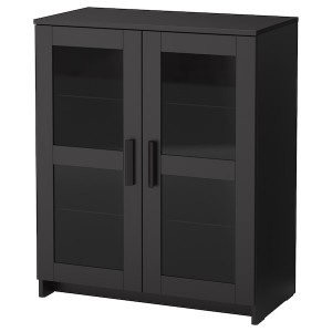 IKEA BRIMNES Cabinet with doors, glass, 30 3/4x37 3/8 in Black, Ikea Outlet | 8713YRKVO