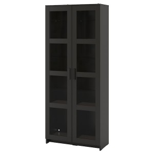 IKEA BRIMNES Glass-door cabinet, 31 1/2x74 3/4 in Black, Ikea Outlet | 5829UDWXG