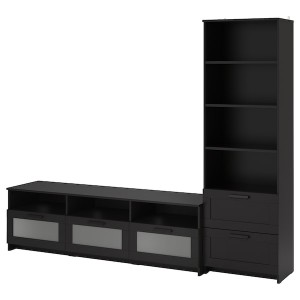 IKEA BRIMNES TV storage combination, 94 1/2x16 1/8x74 3/4 in Black, Ikea Outlet | 7429LCPZJ