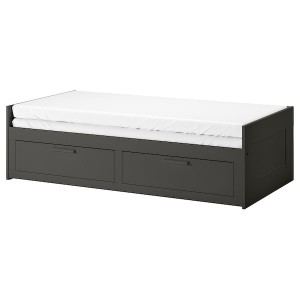 IKEA BRIMNES daybed frame with 2 drawers, Twin Gray, Ikea Outlet | 8934SJEQX