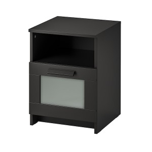 IKEA BRIMNES nightstand, 15 3/8x16 1/8 in Black, Ikea Outlet | 0845BSAKL