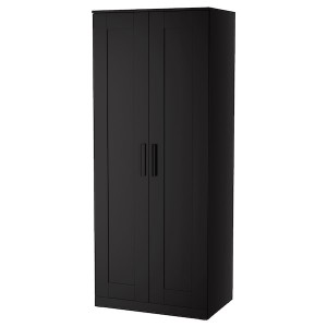 IKEA BRIMNES wardrobe with 2 doors, 30 3/4x74 3/4 in Black, Ikea Outlet | 0251LPYTZ