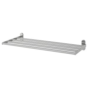 IKEA BROGRUND wall shelf with towel rail, stainless steel, 26 3/8x10 5/8 in, Ikea Outlet | 6092FAMHX