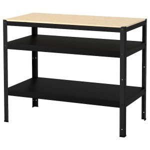 IKEA BROR Work bench, black, pine plywood, Ikea Outlet | 0543QVBYW