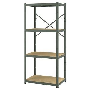 IKEA BROR shelving unit, 33 1/2x21 5/8x74 3/4 in Gray / Green / Pine Plywood, Ikea Outlet | 5967WTHAR