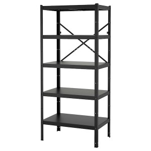 IKEA BROR shelving unit, black, 33 1/2x21 5/8x74 3/4 in, Ikea Outlet | 2471HNROU