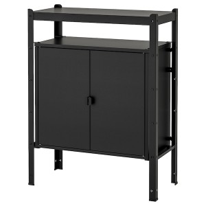 IKEA BROR shelving unit with cabinets, black, 33 1/2x15 3/4x43 1/4 in, Ikea Outlet | 7186XPAHD