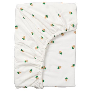 IKEA BRUMMIG fitted sheet, 38x74 in Acorn Pattern / Multicolor, Ikea Outlet | 2096CFTHM