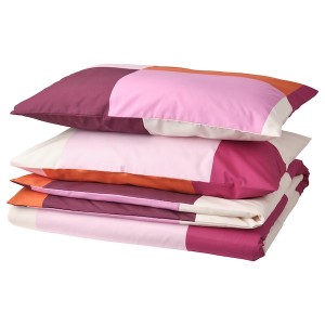 IKEA BRUNKRISSLA duvet cover and pillowcase(s), Full/Queen (Double/Queen) Pink, Ikea Outlet | 2507LQWMU