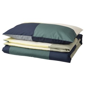 IKEA BRUNKRISSLA duvet cover and pillowcase(s), Twin Green / Multicolor, Ikea Outlet | 5047OPFMU