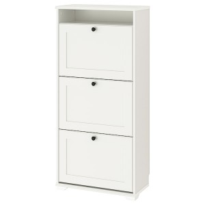IKEA BRUSALI shoe cabinet with 3 compartments, 24x11 3/4x51 1/8 in White, Ikea Outlet | 1925CUEXI