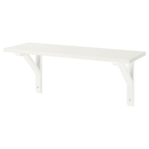 IKEA BURHULT / SANDSHULT wall shelf, 23 1/4x7 7/8 in White / White Stained Aspen, Ikea Outlet | 7951CPZVT