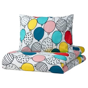 IKEA BUSENKEL duvet cover and pillowcase(s), Twin Balloons / Multicolor, Ikea Outlet | 3126TUCDF