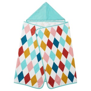IKEA BUSENKEL towel with hood, 55x28 in Harlequin Pattern / Multicolor, Ikea Outlet | 4025PLKWY