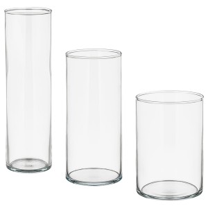IKEA CYLINDER vase, set of 3, clear glass, Ikea Outlet | 2840DLREK