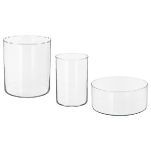 IKEA CYLINDER vase/bowl, set of 3, clear glass, Ikea Outlet | 6321WZIDB