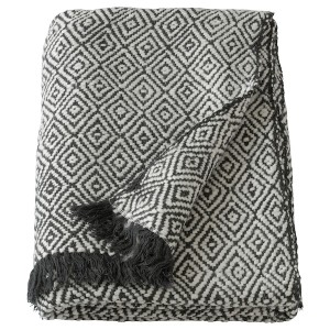 IKEA DAGFRID throw, dark gray/off-white, 59x79 in, Ikea Outlet | 5419AFOWI