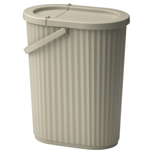 IKEA DAMMÄNG bin with lid, gray-beige, 7 gallon, Ikea Outlet | 2640WLUZM