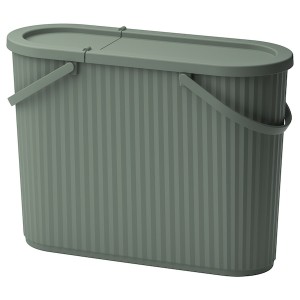 IKEA DAMMÄNG bin with lid, gray-green, 13 gallon, Ikea Outlet | 6218YPUIT
