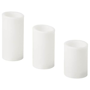 IKEA ÄDELLÖVTRÄD LED block candle, set of 3, white/indoor, Ikea Outlet | 8137ZQGKB