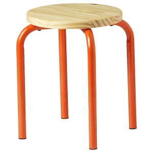 IKEA DOMSTEN stool Orange / Pine, Ikea Outlet | 9286ROVDW