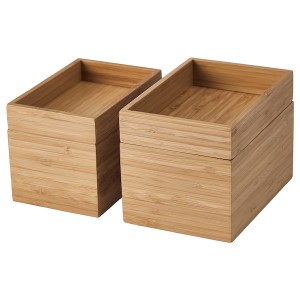 IKEA DRAGAN 4-piece bathroom set, bamboo, Ikea Outlet | 0136YMPRV