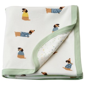 IKEA DRÖMSLOTT baby blanket, puppy pattern/dot pattern multicolor, 31x39 in, Ikea Outlet | 9586JMZOU