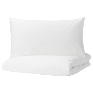 IKEA DVALA duvet cover and pillowcase(s), King White, Ikea Outlet | 9280KUNRQ