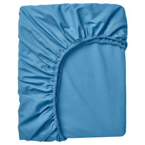IKEA DVALA fitted sheet, King Blue, Ikea Outlet | 8905AILBU